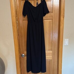 Ann Taylor Elegant Navy Off-Shoulder Dress